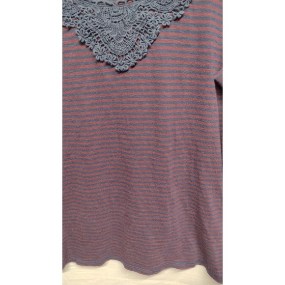 Lucky Brand Shirt Womens XLarge Burgundy Striped Long Sleeve Lightweight Stretch - Picture 4 of 11